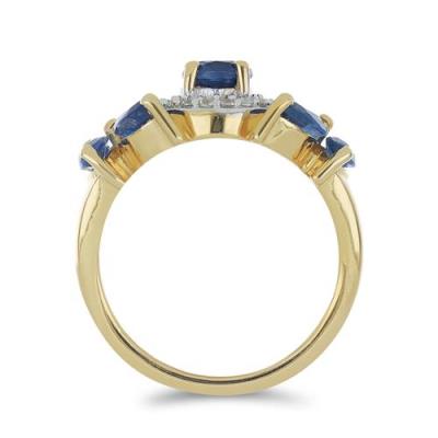 BUY STERLING SILVER NATURAL BLUE KYANITE WITH WHITE ZIRCON GEMSTONE CLUSTER RING